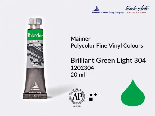 Maimeri Polycolor Brilliant Green Light 304 farba akrylowa tuba 20 ml, Maimeri Polycolor farby akrylowe tubki 20 ml, farby akrylowo winylowe Maimeri Polycolor, farby akrylowe Polycolor , Polycolor farby akrylowe, Polycolor akryle,