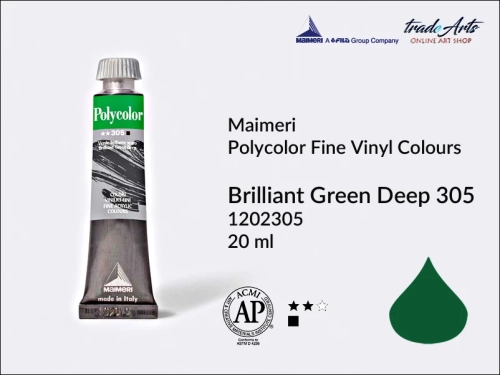 Maimeri Polycolor Brilliant Green Deep 305 farba akrylowa tuba 20 ml, Maimeri Polycolor farby akrylowe tubki 20 ml, farby akrylowo winylowe Maimeri Polycolor, farby akrylowe Polycolor , Polycolor farby akrylowe, Polycolor akryle,