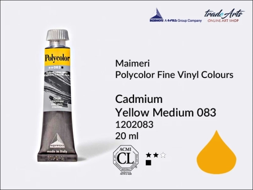 Maimeri Polycolor Cadmium Yellow Medium 083 farba akrylowa tuba 20 ml, Maimeri Polycolor farby akrylowe tubki 20 ml, farby akrylowo winylowe Maimeri Polycolor, farby akrylowe Polycolor , Polycolor farby akrylowe, Polycolor akryle,
