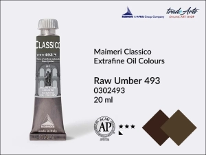 Farba olejna Maimeri Classico, kolor: Raw Umber 493, tuba 20 ml