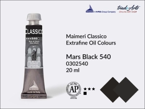 Farba olejna Maimeri Classico, kolor: Mars Black 540, tuba 20 ml