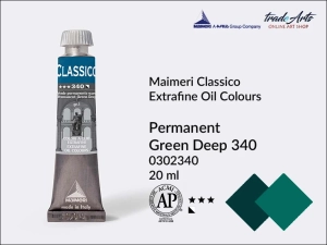 Farba olejna Maimeri Classico, kolor: Permanent Green Deep 340, tuba 20 ml
