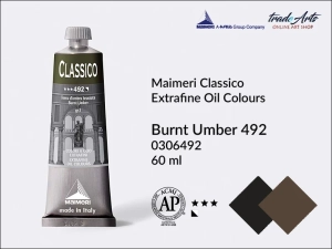 Farba olejna Maimeri Classico, kolor: Burnt Umber 492, tuba 60 ml