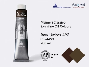 Farba olejna Maimeri Classico, kolor: Raw Umber 493, tuba 200 ml
