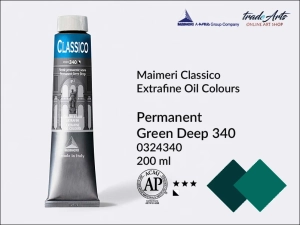 Farba olejna Maimeri Classico, kolor: Permanent Green Deep 340, tuba 200 ml