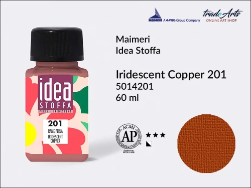 Maimeri Idea Stoffa farba perłowa Iridescent Copper 201, farba perłowa do tkanin Iridescent Copper 201 Idea Stoffa, farby do tkanin Maimeri Idea Stoffa, farby do zdobienia tkanin, barwienie tkanin, Idea Stoffa,