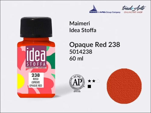 Maimeri Idea Stoffa farba kryjaca Opaque Red 238, farba kryjąca do tkanin Opaque Red 238 Idea Stoffa, farby do tkanin Maimeri Idea Stoffa, farby do zdobienia tkanin, barwienie tkanin, Idea Stoffa,
