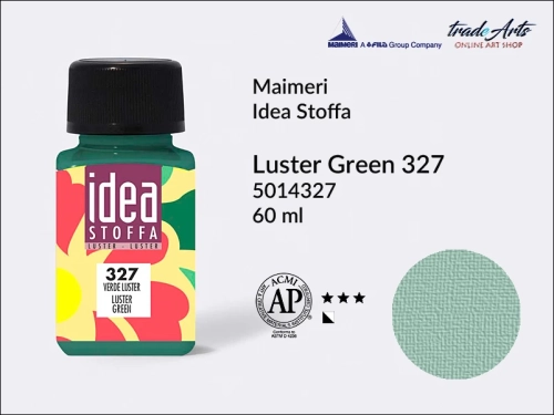 Maimeri Idea Stoffa farba błyszczaca Luster Green 327, farba błyszczaca do tkanin Luster Green 327 Idea Stoffa, farby do tkanin Maimeri Idea Stoffa, farby do zdobienia tkanin, barwienie tkanin, Idea Stoffa,