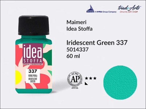 Maimeri Idea Stoffa farba perłowa Iridescent Green 337 farba perłowa do tkanin Iridescent Green 337 Idea Stoffa, farby do tkanin Maimeri Idea Stoffa, farby do zdobienia tkanin, barwienie tkanin, Idea Stoffa,