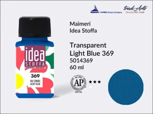 Farba transparentna do barwienia i zdobienia tkanin Maimeri Idea Stoffa, kolor: Transparent Light Blue 369, opak. 60 ml