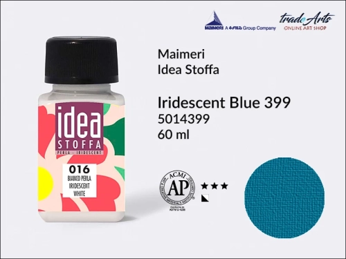 Maimeri Idea Stoffa farba perłowa Iridescent Blue 399, farba perłowa do tkanin Iridescent Blue 399 Stoffa, farby do tkanin Maimeri Idea Stoffa, farby do zdobienia tkanin, barwienie tkanin, Idea Stoffa,