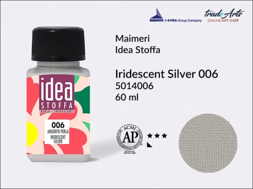 Maimeri Idea Stoffa farba perłowa Iridescent Silver 006, farba perłowa do tkanin Iridescent Silver 006, farby do tkanin Maimeri Idea Stoffa, farby do zdobienia tkanin, barwienie tkanin, Idea Stoffa,