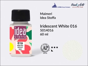 Farba perłowa do barwienia i zdobienia tkanin Maimeri Idea Stoffa, kolor: Iridescent White 016, opak. 60 ml