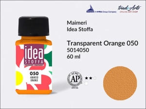 Farba transparentna do barwienia i zdobienia tkanin Maimeri Idea Stoffa, kolor: Transparent Orange 050, opak. 60 ml