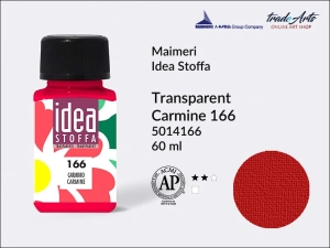 Farba transparentna do barwienia i zdobienia tkanin Maimeri Idea Stoffa, kolor: Transparent Carmine 166, opak. 60 ml