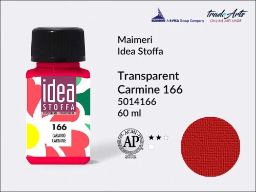 Maimeri Idea Stoffa farba transparentna Carmine 166, farba transparentna do tkanin Transparent Carmine 166, farby do tkanin Maimeri Idea Stoffa, farby do zdobienia tkanin, barwienie tkanin, Idea Stoffa,