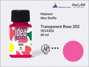 Farba transparentna do barwienia i zdobienia tkanin Maimeri Idea Stoffa, kolor: Transparent Rose 202, opak. 60 ml