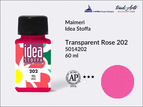 Maimeri Idea Stoffa farba transparentna Rose 202 farba transparentna do tkanin Transparent Rose 202, farby do tkanin Maimeri Idea Stoffa, farby do zdobienia tkanin, barwienie tkanin, Idea Stoffa,