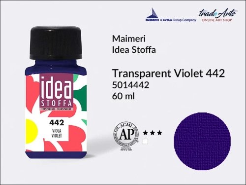 Maimeri Idea Stoffa farba transparentna Violet 442 farba transparentna do tkanin Transparent Violet 442, farby do tkanin Maimeri Idea Stoffa, farby do zdobienia tkanin, barwienie tkanin, Idea Stoffa,