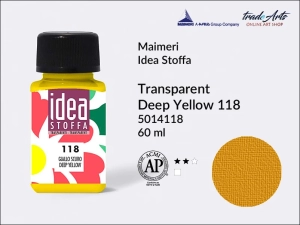 Farba transparentna do barwienia i zdobienia tkanin Maimeri Idea Stoffa, kolor: Transparent Deep Yellow 118, opak. 60 ml
