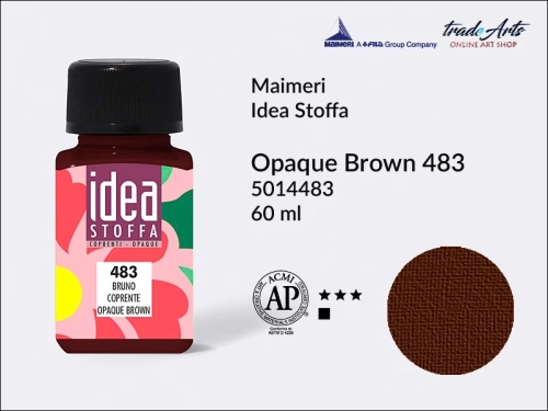 Maimeri Idea Stoffa farba kryjaca Opaque Brown 483 farba kryjąca do tkanin Opaque Brown 483, farby do tkanin Maimeri Idea Stoffa, farby do zdobienia tkanin, barwienie tkanin, Idea Stoffa,