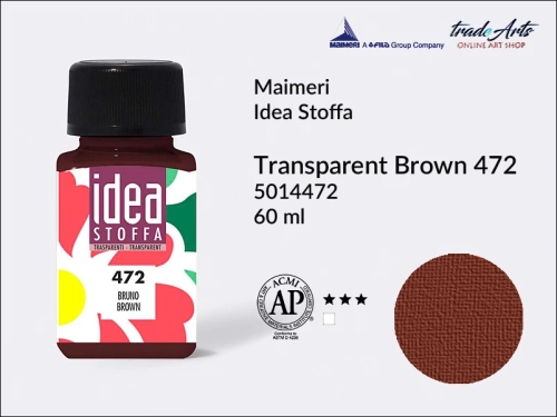 Maimeri Idea Stoffa farba transparentna Brown 472 farba transparentna do tkanin Transparent Brown 472, farby do tkanin Maimeri Idea Stoffa, farby do zdobienia tkanin, barwienie tkanin, Idea Stoffa,