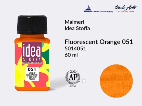 Maimeri Idea Stoffa farba Fluorescent Orange 051, farba fluo do tkanin Fluorescent Orange 051 Idea Stoffa, farby do tkanin Maimeri Idea Stoffa, farby do zdobienia tkanin, barwienie tkanin, Idea Stoffa,