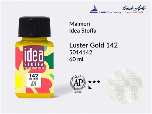 Maimeri Idea Stoffa farba błyszczaca Luster Gold 142, farba błyszczaca do tkanin Luster Gold 142 Idea Stoffa, farby do tkanin Maimeri Idea Stoffa, farby do zdobienia tkanin, barwienie tkanin, Idea Stoffa,