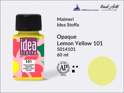 Maimeri Idea Stoffa farba kryjaca Opaque Lemon Yellow 101, farba kryjąca do tkanin Opaque Lemon Yellow 101 Idea Stoffa, farby do tkanin Maimeri Idea Stoffa, farby do zdobienia tkanin, barwienie tkanin, Idea Stoffa,