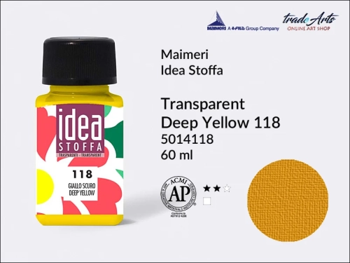 Maimeri Idea Stoffa farba transparentna Deep Yellow 111, farba transparentna do tkanin Transparent Deep Yellow 111 Idea Stoffa, farby do tkanin Maimeri Idea Stoffa, farby do zdobienia tkanin, barwienie tkanin, Idea Stoffa,
