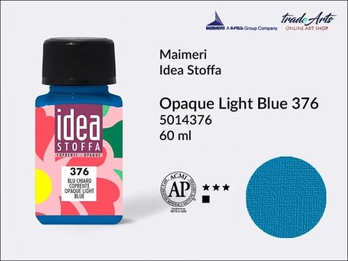 Maimeri Idea Stoffa farba kryjąca Opaque Light Blue 376, farba kryjąca do tkanin Opaque Light Blue 376 Idea Stoffa, farby do tkanin Maimeri Idea Stoffa, farby do zdobienia tkanin, barwienie tkanin, Idea Stoffa,