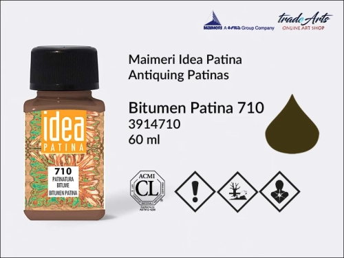 Farby do patynowania Maimeri Idea Patina, bitumen patynujący Idea Patina Bitumen 710, Bitumen Patina 710 bitum patynujący, sole patynujące, patyny, bitumy, patynowanie, Idea Patina, tradearts,