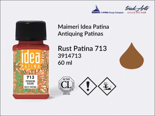 Sól patynujące Rust Patina 713 Idea Patina, Idea Patina sól patynująca Rust Patina 713, sól patynująca Idea Patina, Maimeri Idea Patina, patynowanie, tradearts, postarzanie, sole patynujące,