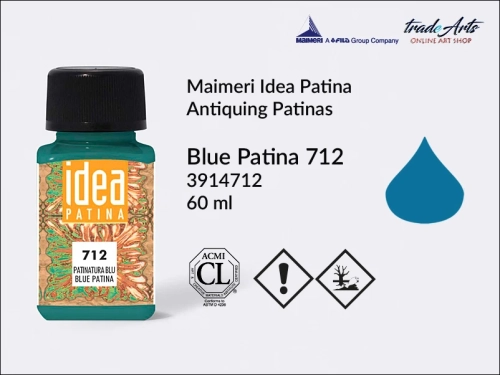 Sól patynująca Blue Patina 712 Idea Patina, Idea Patina sól patynująca Blue Patina 712, sól patynująca Idea Patina, Maimeri Idea Patina, patynowanie, tradearts, postarzanie, sole patynujące,