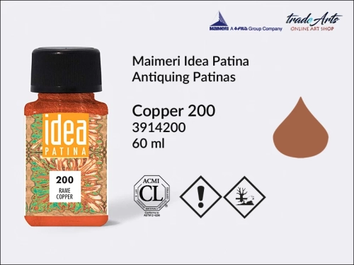 Farba patynująca Copper 200 Idea Patina, Idea Patina farba patynująca Copper 200, Copper 200 farba metaliczna Idea Patina, Maimeri Idea Patina, patynowanie, tradearts, postarzanie, farby patynujące,
