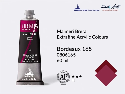 Farba akrylowa Brera Acrylic Bordeaux 165 tuba 60 ml, Brera Acrylic - farby akrylowe w tubach 60 ml, farby akrylowe Brera Acrylic, Brera Acrylic, akryle Brera, farby Brera Acrylic, tradearts,