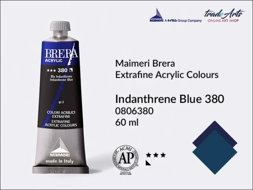 Farba akrylowa Brera Acrylic Indanthrene Blue 390 tuba 60 ml, Brera Acrylic - farby akrylowe w tubach 60 ml, farby akrylowe Brera Acrylic, Brera Acrylic, akryle Brera, farby Brera Acrylic, tradearts,