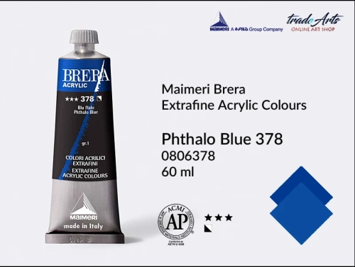 Farba akrylowa Brera Acrylic Phthalo Blue 378 tuba 60 ml, Brera Acrylic - farby akrylowe w tubach 60 ml, farby akrylowe Brera Acrylic, Brera Acrylic, akryle Brera, farby Brera Acrylic, tradearts,