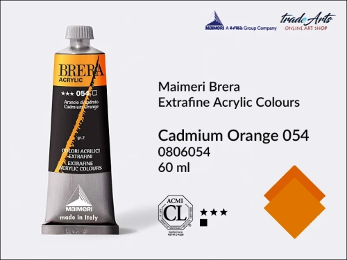 Farba akrylowa Brera Acrylic Cadmium Orange 054 tuba 60 ml, Brera Acrylic - farby akrylowe w tubach 60 ml, farby akrylowe Brera Acrylic, Brera Acrylic, akryle Brera, farby Brera Acrylic, tradearts,