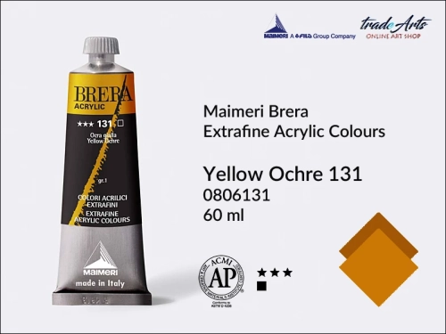 Farba akrylowa Brera Acrylic Yellow Ochre 131 tuba 60 ml, Brera Acrylic - farby akrylowe w tubach 60 ml, farby akrylowe Brera Acrylic, Brera Acrylic, akryle Brera, farby Brera Acrylic, tradearts,