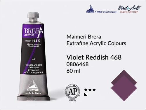 Farba akrylowa Brera Acrylic Violet Reddish 468 tuba 60 ml, Brera Acrylic - farby akrylowe w tubach 60 ml, farby akrylowe Brera Acrylic, Brera Acrylic, akryle Brera, farby Brera Acrylic, tradearts,