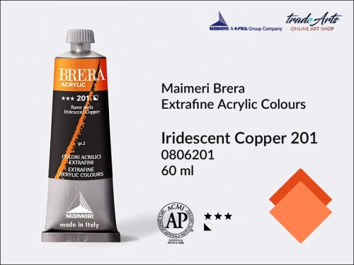 Farba akrylowa Brera Acrylic Iridescent Copper 201 tuba 60 ml, Brera Acrylic - farby akrylowe w tubach 60 ml, farby akrylowe Brera Acrylic, Brera Acrylic, akryle Brera, farby Brera Acrylic, tradearts,