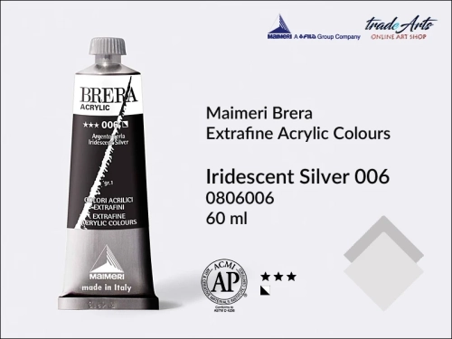 Farba akrylowa Brera Acrylic Iridescent Silver 006 tuba 60 ml, Brera Acrylic - farby akrylowe w tubach 60 ml, farby akrylowe Brera Acrylic, Brera Acrylic, akryle Brera, farby Brera Acrylic, tradearts,