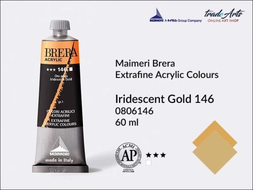 Farba akrylowa Brera Acrylic Iridescent Gold 146 tuba 60 ml, Brera Acrylic - farby akrylowe w tubach 60 ml, farby akrylowe Brera Acrylic, Brera Acrylic, akryle Brera, farby Brera Acrylic, tradearts,