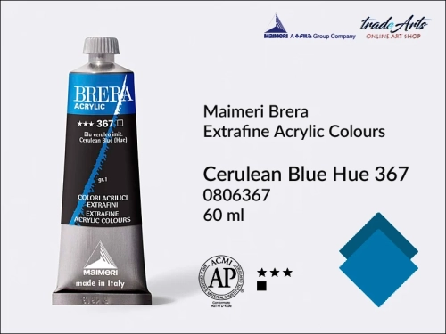 Farba akrylowa Brera Acrylic Cerulean Blue imit. 367 tuba 60 ml, Brera Acrylic - farby akrylowe w tubach 60 ml, farby akrylowe Brera Acrylic, Brera Acrylic, akryle Brera, farby Brera Acrylic, tradearts,