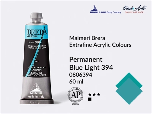 Farba akrylowa Brera Acrylic Permanent Blue Light 394 tuba 60 ml, Brera Acrylic - farby akrylowe w tubach 60 ml, farby akrylowe Brera Acrylic, Brera Acrylic, akryle Brera, farby Brera Acrylic, tradearts,
