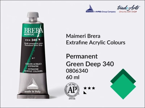 Farba akrylowa Brera Acrylic Permanent Green Deep 340 tuba 60 ml, Brera Acrylic - farby akrylowe w tubach 60 ml, farby akrylowe Brera Acrylic, Brera Acrylic, akryle Brera, farby Brera Acrylic, tradearts,