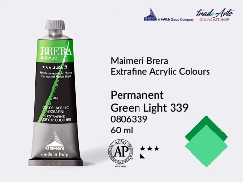 Farba akrylowa Brera Acrylic Permanent Green Light 339 tuba 60 ml, Brera Acrylic - farby akrylowe w tubach 60 ml, farby akrylowe Brera Acrylic, Brera Acrylic, akryle Brera, farby Brera Acrylic, tradearts,