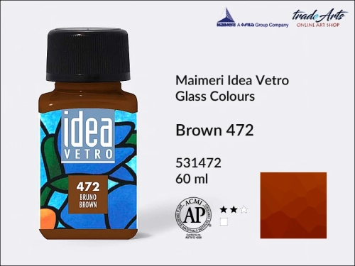 Maimeri Idea Vetro farba do szkła Brown 472, Idea Vetro farby do zdobienia na szkle, Idea Vetro farby do witraży na szkle, farby do szkła, farby do malowania na szkle, Idea Vetro, witraże, zdobienie, szkło, malowanie,