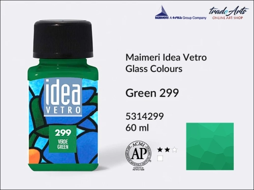 Maimeri Idea Vetro farba do szkła Green 299, Idea Vetro farby do zdobienia na szkle, Idea Vetro farby do witraży na szkle, farby do szkła, farby do malowania na szkle, Idea Vetro, witraże, zdobienie, szkło, malowanie,